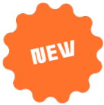 Capsule Hotel orange starburst badge with white “NEW” text