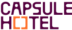 Logo of Capsule Hotel Lucerne Old Town with stylized purple and orange text.