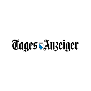 Capsule Hotel featured in Tages-Anzeiger; blackletter logo with blue shield crest on white background.