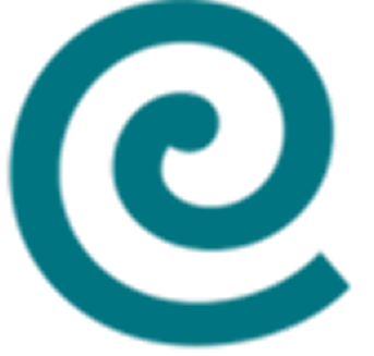 Capsule Hotel teal spiral logo mark, minimalist lowercase e swirl on transparent background