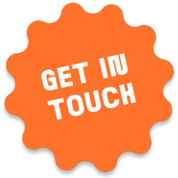 Capsule Hotel brand badge: orange starburst with white text GET IN TOUCH